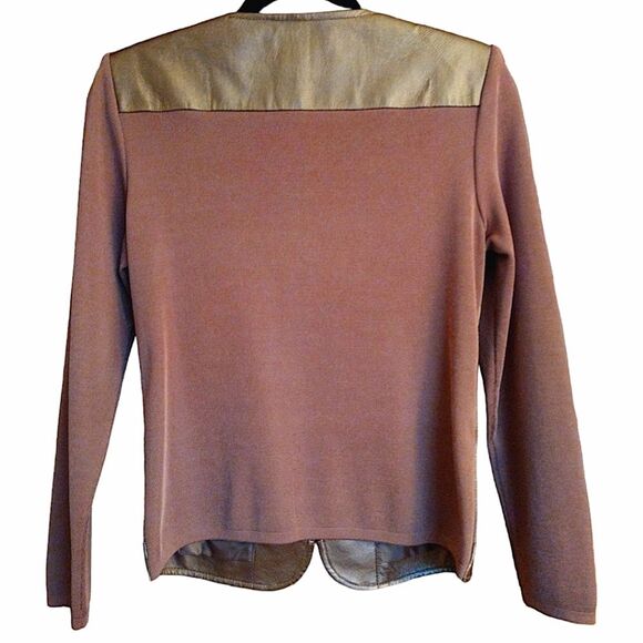 Nygard Collection Leather & Knit Jacket, Size Small (4-6), Bronze/Gold/Brown - Picture 4 of 7